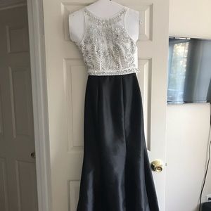 Beaded top plain bottom Prom dress